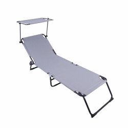 Sezlong Cu Parasolar Heinner 186x55x24cm Gri Dszp012