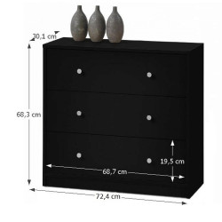 Comoda 3 Sertare Negru May 3