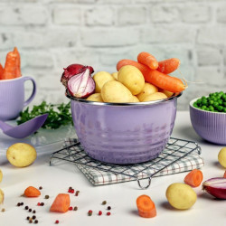 Recipient Alimentar Conic Multifunctional Wave 16cm Violet Cu Capac Transparent Metalac