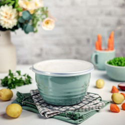 Recipient Alimentar Conic Multifunctional Wave 16cm Verde Cu Capac Transparent Metalac