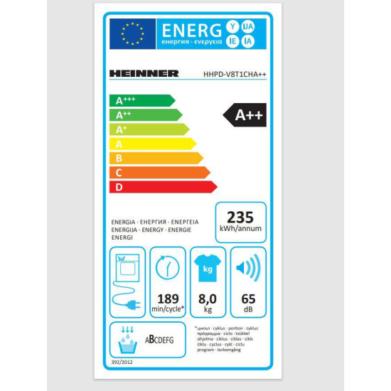 Uscator De Rufe Heinner Hhpd-v8t1cha++ Clasa A++ 8 Kg