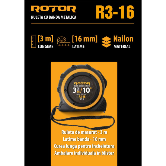 Ruleta 3mx16mm Rotor R3-16