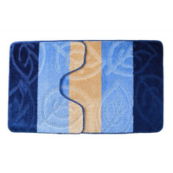 Set Covorase De Baie Mari 2 Piese Leaf Tricolor Albastru 60x100 Cm Si 60x50 Cm