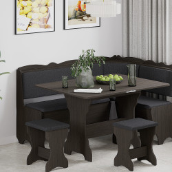 Set Coltar Bucatarie Rodos Cu Masa Extensibila Si 2 Tabureti Wenge/balaton Set Coltar Bucatarie Rodos Cu Masa Extensibila Si 2 Tabureti Wenge/balaton