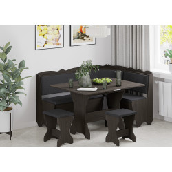 Set Coltar Bucatarie Rodos Cu Masa Extensibila Si 2 Tabureti Wenge/balaton