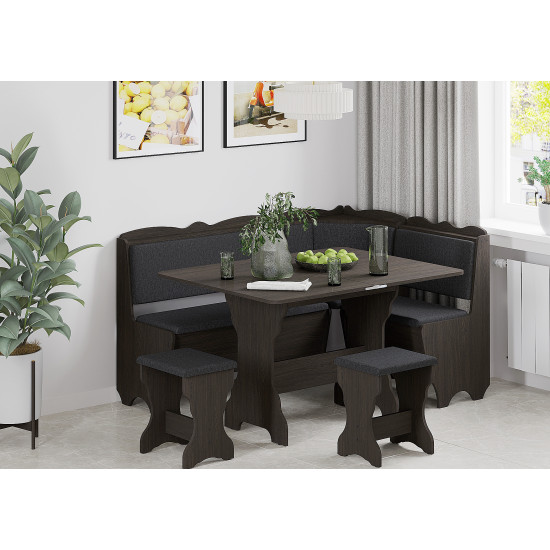 Set Coltar Bucatarie Rodos Cu Masa Extensibila Si 2 Tabureti Wenge/balaton Set Coltar Bucatarie Rodos Cu Masa Extensibila Si 2 Tabureti Wenge/balaton