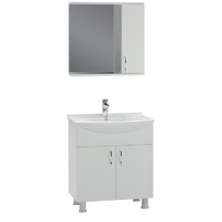 Baza Alba 55cm Dlm 773168 + Dulap Suspendat Cu Oglinda Dlm 773205 + Lavoar Ceramic Etejerli 55cm Dlp 039905