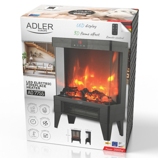Semineu Electric Adler Ad7755 Putere Max 2000w Negru