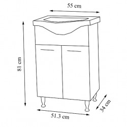 Baza Seria S 153 55cm Bordo+lavoar 7055