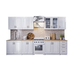 Bucatarie Provence 2.6m Blat Intreg Mdf Alb