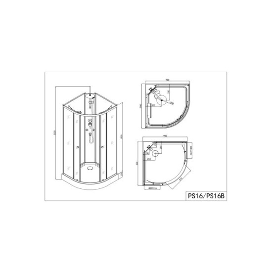 Cabina Dus Cu Hidromasaj Ps16b 90x90x232