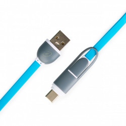 Cablu Usb Cu Microusb Si Adaptor Type-c E-boda Albastru