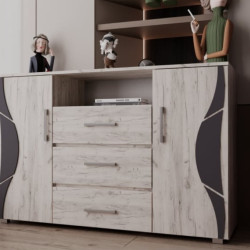 Comoda Laguna 3 Sertare 2 Usi 135x40x84cm Stejar K001