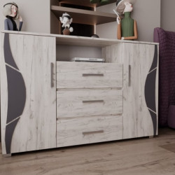Comoda Laguna 3 Sertare 2 Usi 135x40x84cm Stejar K001
