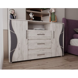 Comoda Laguna 3 Sertare 2 Usi 135x40x84cm Stejar K001