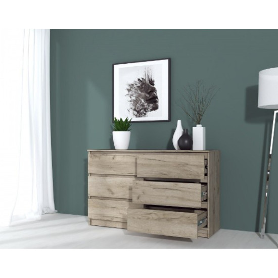 Comoda Mp6 6 Sertare Stejar K002 130x44x80cm