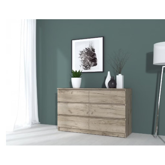 Comoda Mp6 6 Sertare Stejar K002 130x44x80cm
