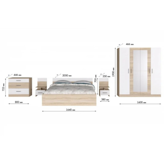 Dormitor Lesi Ro D160x47x190cm Sonoma/alb Dormitor Lesi Ro D160x47x190cm Sonoma/alb