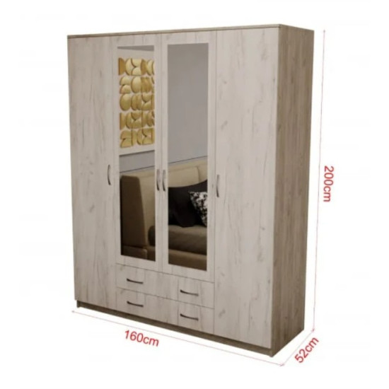Dulap Garmonia 4 Usi Stejar K001+k002 160x52x200cm