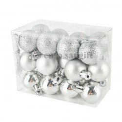 Set Globuri De Craciun - Argintiu - 24pcs - 3cm Can204010
