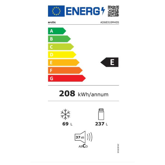 Frigider Cu 2 Usi Arctic Ad60310m40s 306l Clasa E