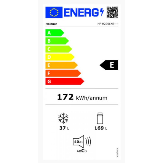 Frigider Cu Doua Usi Heinner Hf-h2206xe++ 206l Clasa E 143cm Inox