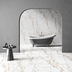 Gresie Portelanata Premier Calci Gold Alb 120x60 Cm Rectificata (1.44 Mp/cut)