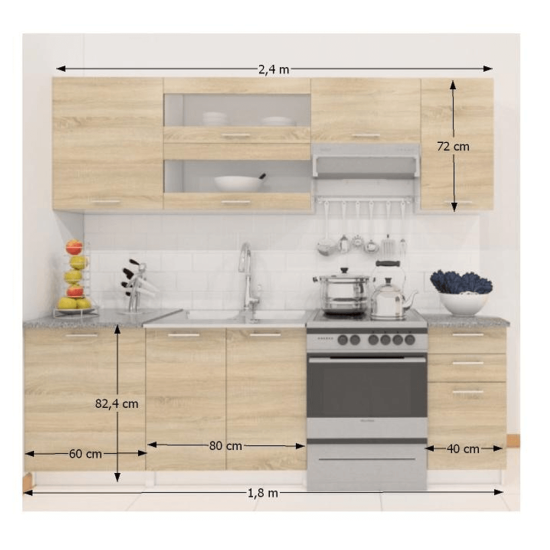 Bucatarie 2.4 M Stejar Sonoma/alb Fabiana