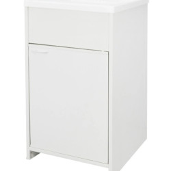 Pachet Masca Bucatarie Chiuveta Andreea Alb Pvc 45x50x82cm+lavoar 60x50 Cm Cu Ventil+sifon Alb Marmorat Exterior