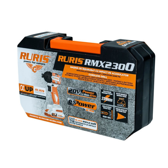 Masina De Insurubat Cu Impact Pe Acumulator Ruris Cu Lumina Led 3300rpm Rmx2300
