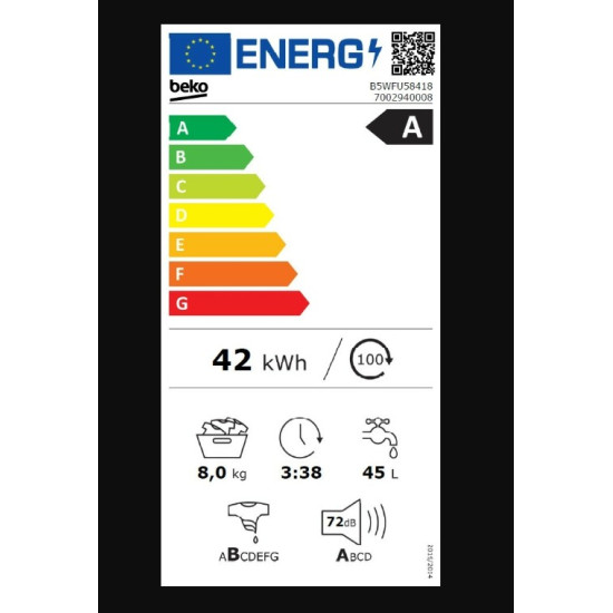 Masina De Spalat Beko B5wfu58418 8kg 1400rpm Clasa A Negru
