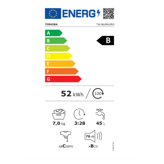 Masina De Spalat Rufe Toshiba Tw-bl80a2 7kg 1200rpm Alb Clasa B