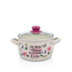 Oala Adanca Princ 18cm Cu Capac De Sticla Spring Metalac