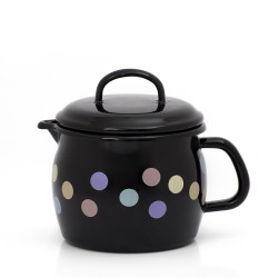 Oala Clasica Emailata Cu Cioc Si Capac 12 Pastel Dots Metalac