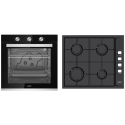 Pachet Cuptor Incorporabil Samus Slim Glass Sc840gt Negru + Plita Incorporabila Samus Psg-64sx Inox