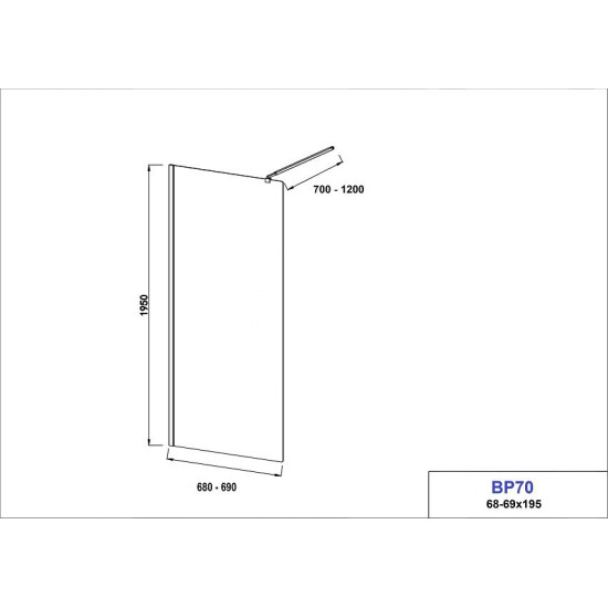 Paravan De Dus Sanoflex Cu Profil Negru 68-69x195 Sticla 8mm Bp70