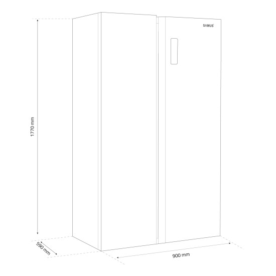 Combina Frigorifica Side By Side Samus Ssx-557nfe 442l Clasa E 177cm Argintiu