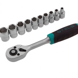 Set Capete Tubulare 1/4 Capete 4-13 Mm Cu Cheie Clichet Crv 11 Piese Stels