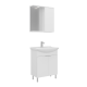 Set Mobilier Baie Mdf Cu Usi Orka Purus 65 Cm Alb + Lavoar Si Oglinda