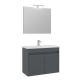 Set Mobilier Baie Mdf Cu Usi Orka Purus 80 Cm Antracit + Lavoar Si Oglinda