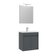 Set Mobilier Baie Mdf Cu Usi Suspendat Orka Lova 60 Cm Antracit + Lavoar Si Oglinda