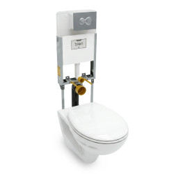 Set Simena Cu Vas Wc Suspendat Si Rezervor Incastrat+capac Pp Soft Close+ Buton De Actionare Dubla Crom