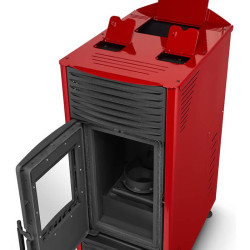 Termosemineu Pe Peleti Termomont  15 Kw Pompa Recirculare Si Vas Expansiune Incorporate Rosu