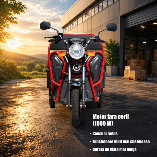 Triciclu Electric Samus Cargo Ranger 25-1.1-72v32 Red Dark Silver 1000w 25km/h + Civ Triciclu Electric Samus Cargo Ranger 25-1.1-72v32 Red Dark Silver 1000w 25km/h + Civ