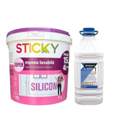 Vopsea Lavabila Alba Super Sticky Exterior Cu Silicon 15l+amorsa 4l