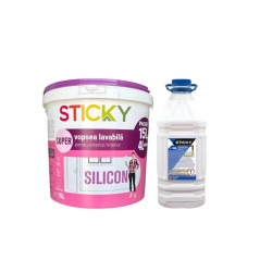 Vopsea Lavabila Alba Super Sticky Exterior Cu Silicon 15l+amorsa 4l