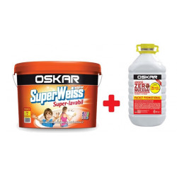 Vopsea Superlavabila Interior Oskar Superweiss Mat Anti- Mucegai Alb 15 L + Amorsa Zero Mucegai 4 L Oskar