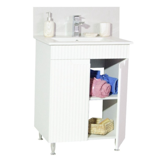 Baza Seria 033 Cu Usi 60 Cm Alb+lavoar 2060 Colora 60cm