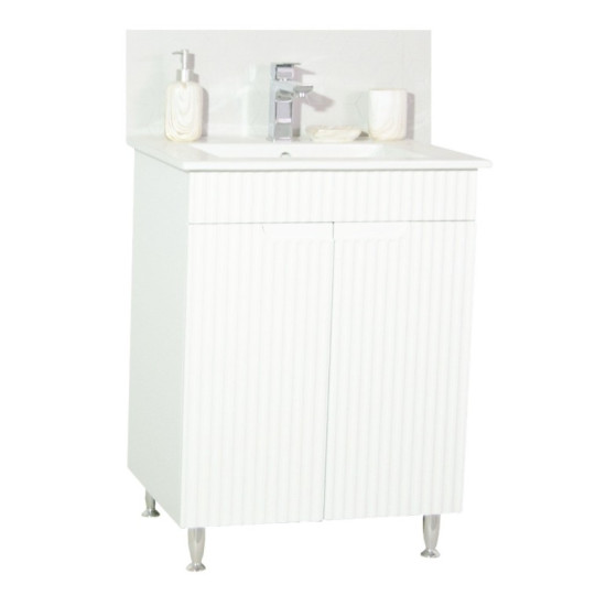 Baza Seria 033 Cu Usi 60 Cm Alb+lavoar 2060 Colora 60cm