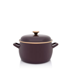 Cratita Adanca Princ Emailata 24cm 387264 Cu Capac Bordo Metalac